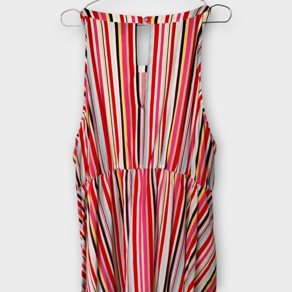 Torrid Sundress Sz 4 / 26 Multicolor Striped Sleeveless High Low Pockets‎ Beachy - Picture 4 of 11